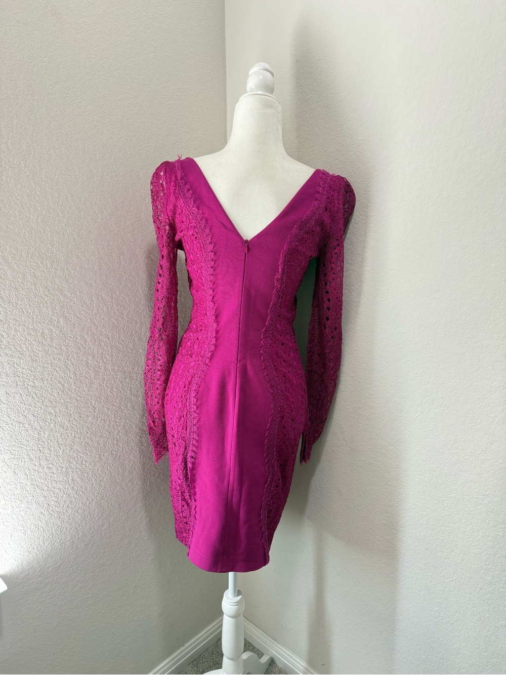Emilio Pucci Long-Sleeve Lace-Panel V-Neck Dress